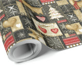 かわいいクリスマストナカイのパターン ラッピングペーパー (ロールコーナー)