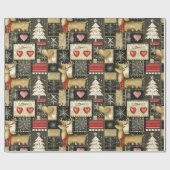 かわいいクリスマストナカイのパターン ラッピングペーパー (フラット)