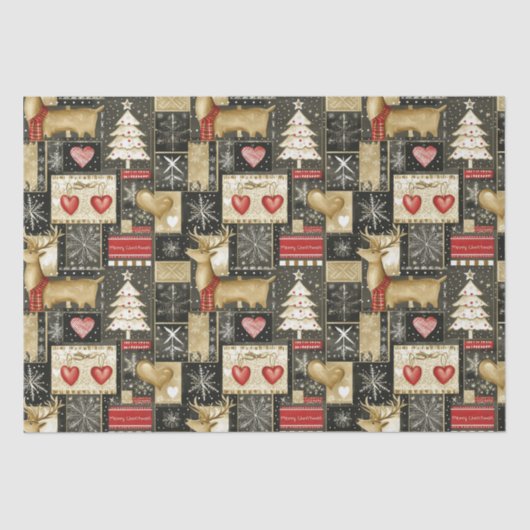 かわいいクリスマストナカイのパターン 薄葉紙 (正面)