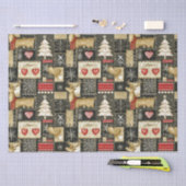 かわいいクリスマストナカイのパターン 薄葉紙 (クラフト)