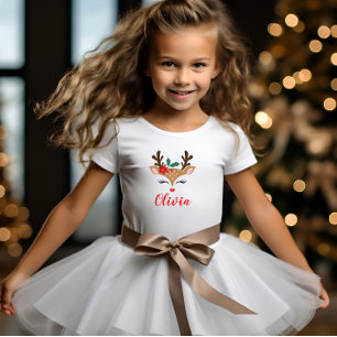 かわいいクリスマストナカイの女の子 ベビーTシャツ