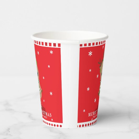 かわいいクリスマストナカイの子どもパーソナライズされた冬 紙コップ (右)