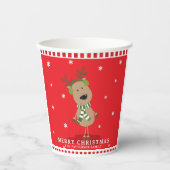 かわいいクリスマストナカイの子どもパーソナライズされた冬 紙コップ (正面)
