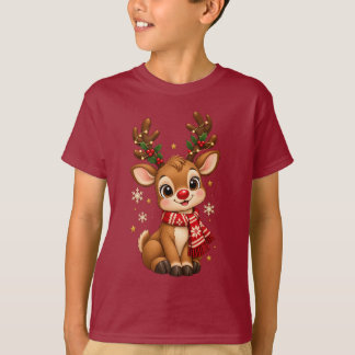 かわいいクリスマストナカイの子供用Tシャツ Tシャツ