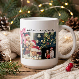 かわいいクリスマストナカイの家族写真 ジャンボコーヒーマグカップ