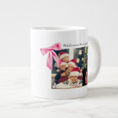  かわいいクリスマストナカイの家族写真 ジャンボコーヒーマグカップ (正面右)