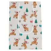 かわいいクリスマストナカイの柄 ミディアムペーパーバッグ (裏面)