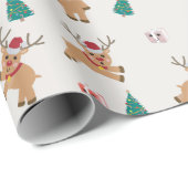 かわいいクリスマストナカイの柄 ラッピングペーパー (ロールコーナー)