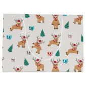 かわいいクリスマストナカイの柄 ラージペーパーバッグ (裏面)