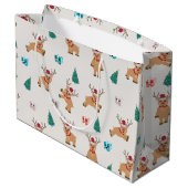かわいいクリスマストナカイの柄 ラージペーパーバッグ (裏面アングル)