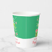 かわいいクリスマストナカイの緑カスタムの赤い 紙コップ (右)