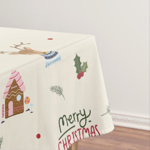 かわいいクリスマストナカイの雪だるまパタお洒落ーン テーブルクロス
