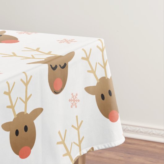 かわいいクリスマストナカイの雪片パターン テーブルクロス (インサイチュ)