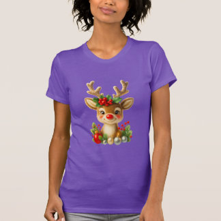 かわいいクリスマストナカイの3Dイラスト | ホリデー Tシャツ