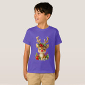 かわいいクリスマストナカイの3Dイラスト | ホリデー Tシャツ (正面フル)