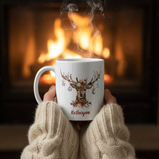 かわいいクリスマストナカイオーナメント |木素朴材 コーヒーマグカップ