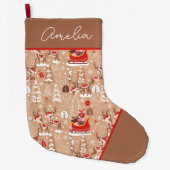 かわいいクリスマストナカイパーソナライズされたの柄 ラージクリスマスストッキング (正面)