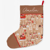 かわいいクリスマストナカイパーソナライズされたの柄 ラージクリスマスストッキング (裏面)