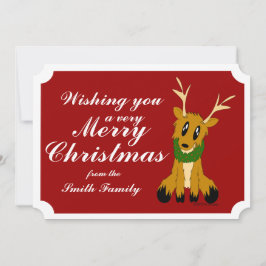 かわいいクリスマストナカイ写真クリスマスカード シーズンカード