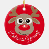 かわいいクリスマストナカイ感動的漫画 セラミックオーナメント (裏面)