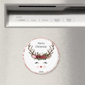 かわいいクリスマストナカイ赤フローラ磁石 マグネット (インサイチュ (食洗機))