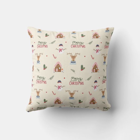 かわいいクリスマストナカイ雪だるまパターお洒落ン クッション (裏面)