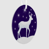 かわいいクリスマストナカイ雪の夜空 オーナメント (正面)