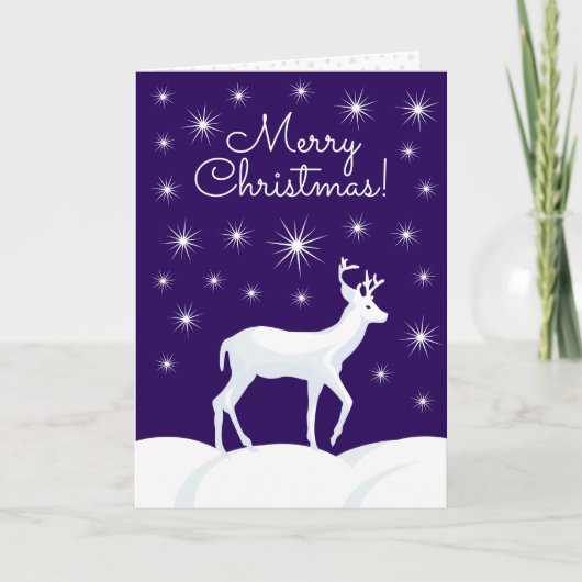 かわいいクリスマストナカイ雪の夜空 シーズンカード (正面)