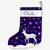 かわいいクリスマストナカイ雪の夜空 スモールクリスマスストッキング (裏面)
