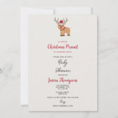 かわいいクリスマストナカイ12月ベビーシャワー 招待状 (正面)