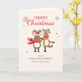 かわいいクリスマストナカイ カード (黄色い花)