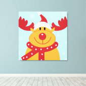 かわいいクリスマストナカイ キャンバスプリント (インサイチュ (ウッドフロア))