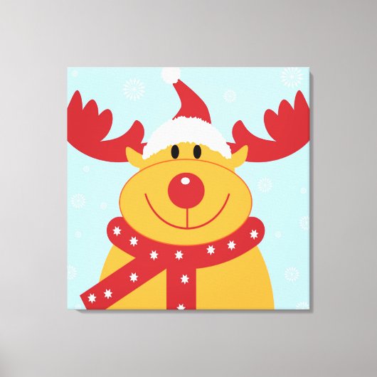 かわいいクリスマストナカイ キャンバスプリント (正面)