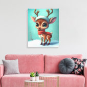 かわいいクリスマストナカイ キャンバスプリント (インサイチュ (リビング))