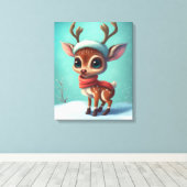 かわいいクリスマストナカイ キャンバスプリント (インサイチュ (ウッドフロア))