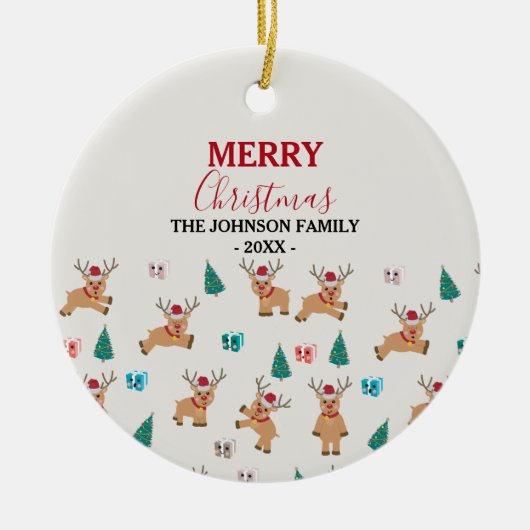 かわいいクリスマストナカイ セラミックオーナメント (正面)