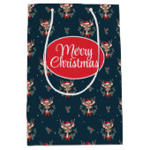 かわいいクリスマストナカイ ミディアムペーパーバッグ (正面)