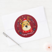 かわいいクリスマストナカイ ラウンドシール (封筒)