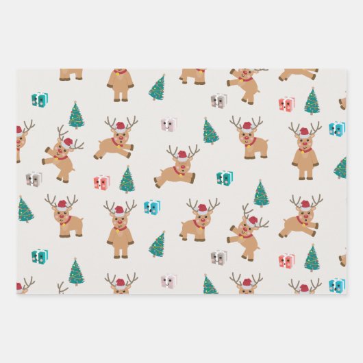 かわいいクリスマストナカイ ラッピングペーパーシート (正面2)