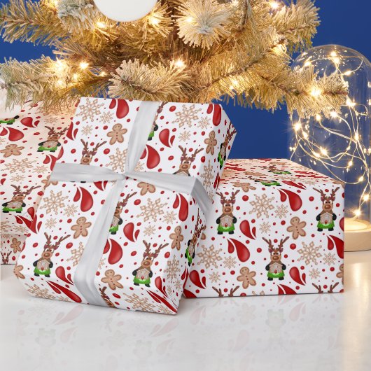 かわいいクリスマストナカイ ラッピングペーパー (クリスマス)