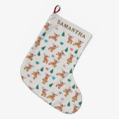 かわいいクリスマストナカイ ラージクリスマスストッキング (正面 (吊り時))