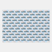 かわいいクリスマストレーラーRVトラックカラフルホリデーブルー ラッピングペーパーシート (正面)