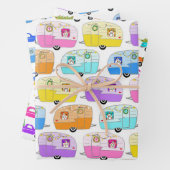 かわいいクリスマストレーラーRVsトラックカラフル休日 ラッピングペーパーシート (インサイチュ)