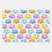 かわいいクリスマストレーラーRVsトラックカラフル休日 ラッピングペーパーシート (正面)