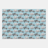 かわいいクリスマストレーラーRVsトラックカラフル休日 ラッピングペーパーシート (正面3)