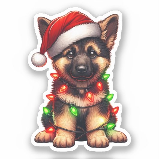 かわいいクリスマスドイツの羊飼い シール (正面)