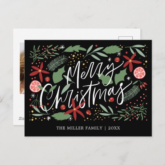 かわいいクリスマスドゥードルホリデー シーズンポストカード (正面/裏面)