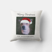 かわいいクリスマスドッグの写真のパーソナライズされた家族名 クッション (裏面)