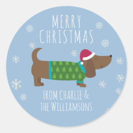 かわいいクリスマスドッグギフト ラウンドシール