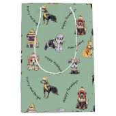 かわいいクリスマスドッグスのパター図解入りの、写真付きのンホリデー ミディアムペーパーバッグ (正面)